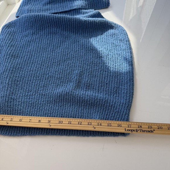 Free People FP Beach Sleeveless Sweater Womens Large Blue Cowl Neck Tunic Knit - Picture 15 of 16